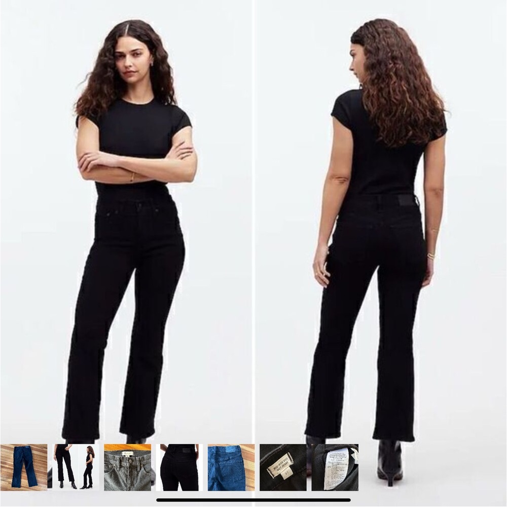 Madewell Kick Out Crop Jeans in Black Rinse Wash Size 31 NWT